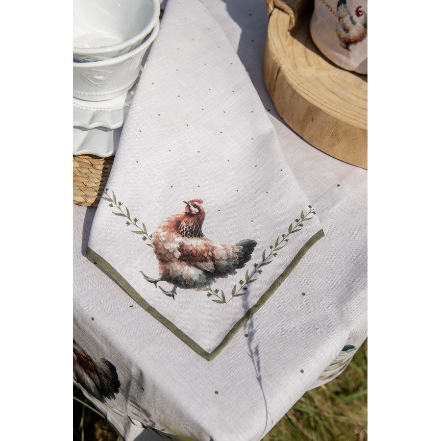 6ks béžový ubrousek se slepičkami Barnyard Chicken - 40*40 cm Clayre & Eef 6ks béžový ubrousek se slepičkami Barnyard Chicken - 40*40 cm Clayre & Eef