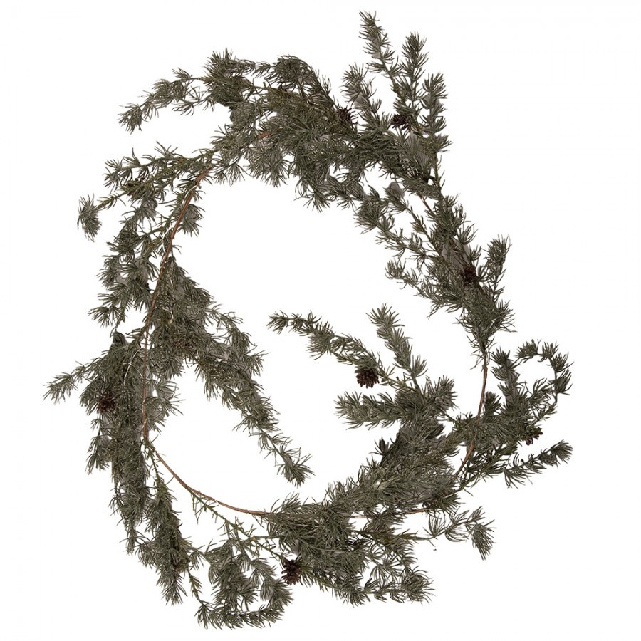Vánoční zelená cedrová girlanda se šiškami a LED - 20*7*180 cm / 3*AA Clayre & Eef Vánoční zelená cedrová girlanda se šiškami a LED - 20*7*180 cm / 3*AA Clayre & Eef