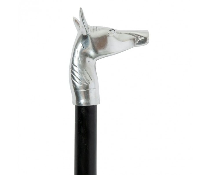 Černá dřevěná hůl s hlavou koně Horse - 98*5*9,5 cm Mars & More 