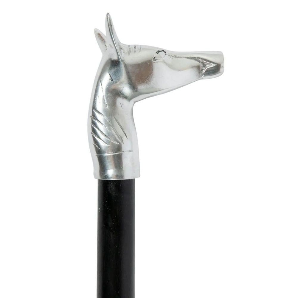 Černá dřevěná hůl s hlavou koně Horse - 98*5*9,5 cm