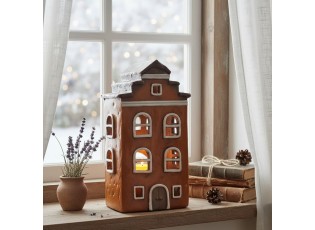 Cihlový domek svícen na čajovou svíčku Homely - 20*15*34 cm