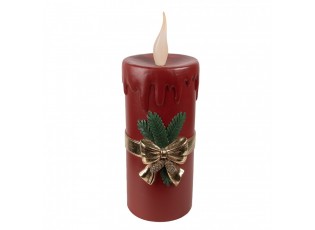 Vínová vánoční svíčka se zlatou mašlí Red Candle - 17*18*44 cm 