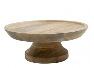 Přírodní dřevěný podnos na dort na noze Wood Cake Chic - Ø 25*10 cm