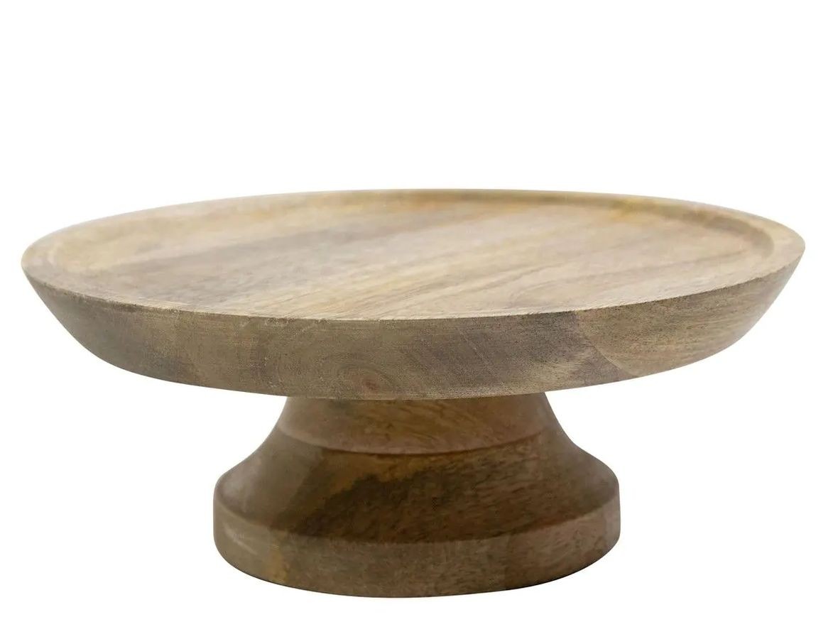Přírodní dřevěný podnos na dort na noze Wood Cake - Ø 25*10 cm