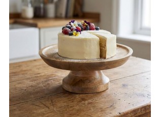 Přírodní dřevěný podnos na dort na noze Wood Cake Chic - Ø 25*10 cm