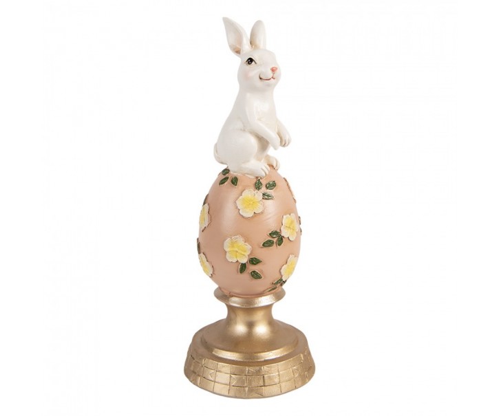 Dekorace králík na květovaném vajíčku - Ø 10*26 cm Clayre & Eef