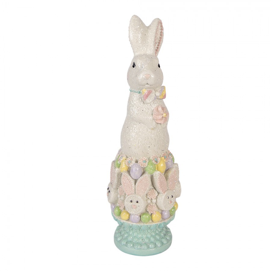 Dekorace králík na podstavci se třpytkami - 12*11*34 cm Clayre & Eef Dekorace králík na podstavci se třpytkami - 12*11*34 cm Clayre & Eef
