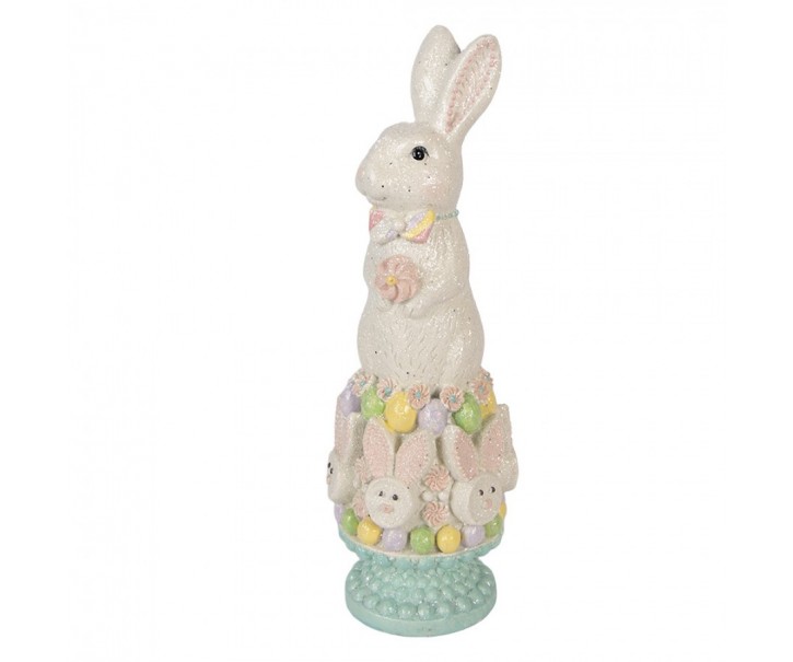 Dekorace králík na podstavci se třpytkami - 12*11*34 cm Clayre & Eef