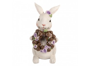 Dekorace králík s čoko věncem a maceškami - 17*16*30 cm