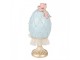 Modré vajíčko na podstavci se sukýnkou a mašlí - Ø 12*28 cm Clayre & Eef