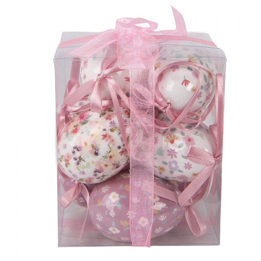 9ks dekorace bílo-růžové závěsné vajíčko s květy Spring Egg - Ø 5*8 cm Clayre & Eef 9ks dekorace bílo-růžové závěsné vajíčko s květy Spring Egg - Ø 5*8 cm Clayre & Eef