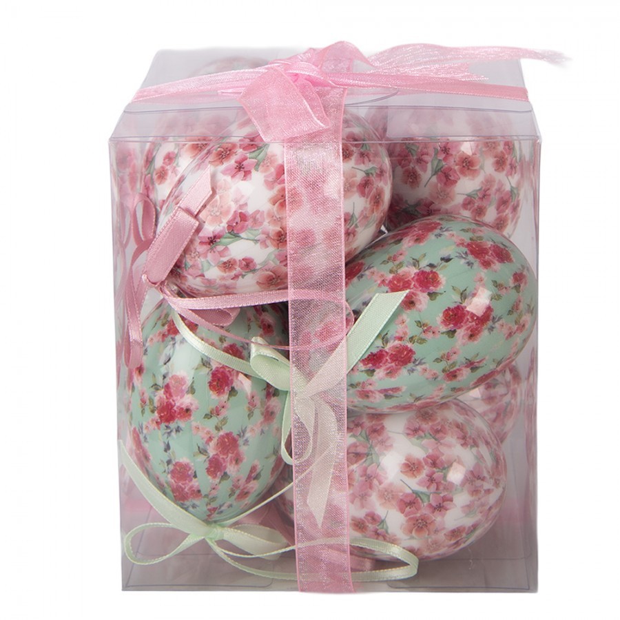 9ks dekorace bílo-růžové závěsné vajíčko s květy Spring Egg - Ø 5*8 cm Clayre & Eef 9ks dekorace bílo-růžové závěsné vajíčko s květy Spring Egg - Ø 5*8 cm Clayre & Eef