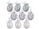 9ks dekorace bílo-modré závěsné vajíčko s květy Spring Egg - Ø 5*8 cm Clayre & Eef