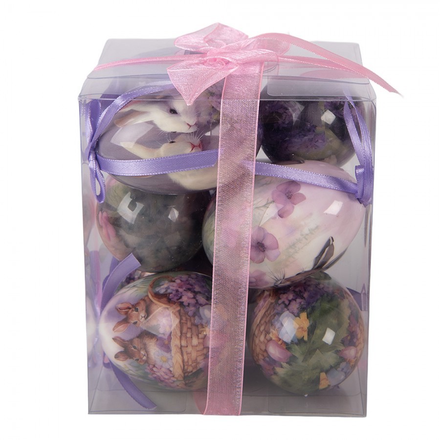 9ks dekorace fialové závěsné vajíčko s králíčky Spring Egg - Ø 5*8 cm Clayre & Eef 9ks dekorace fialové závěsné vajíčko s králíčky Spring Egg - Ø 5*8 cm Clayre & Eef