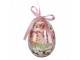 9ks dekorace bílé závěsné vajíčko s květy Hello Spring Egg - Ø 5*8 cm Clayre & Eef