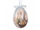 6ks dekorace bílé a béžové závěsné vajíčko s králíčky Spring Egg - Ø 7*10 cm Clayre & Eef