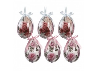 6ks dekorace závěsné vajíčko s růžemi Spring Egg - Ø 7*10 cm