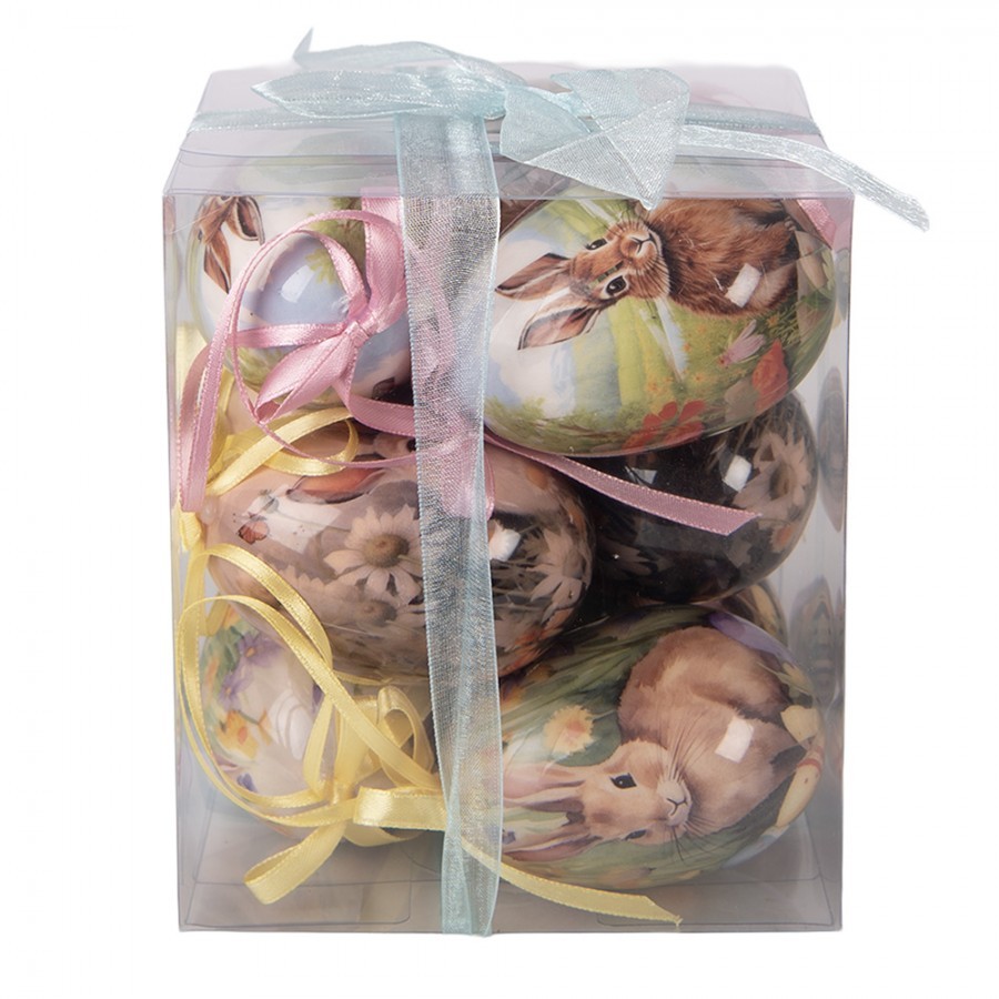 6ks dekorace barevné závěsné vajíčko s králíčky Spring Egg - Ø 5*8 cm Clayre & Eef 6ks dekorace barevné závěsné vajíčko s králíčky Spring Egg - Ø 5*8 cm Clayre & Eef