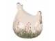 Béžová antik keramická slepička s květy Rustic Flower - 12*11*13 cm Clayre & Eef