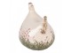 Béžová antik keramická slepička s květy Rustic Flower - 12*11*13 cm Clayre & Eef