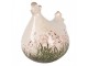 Béžová antik keramická slepička s květy Rustic Flower - 12*11*13 cm Clayre & Eef