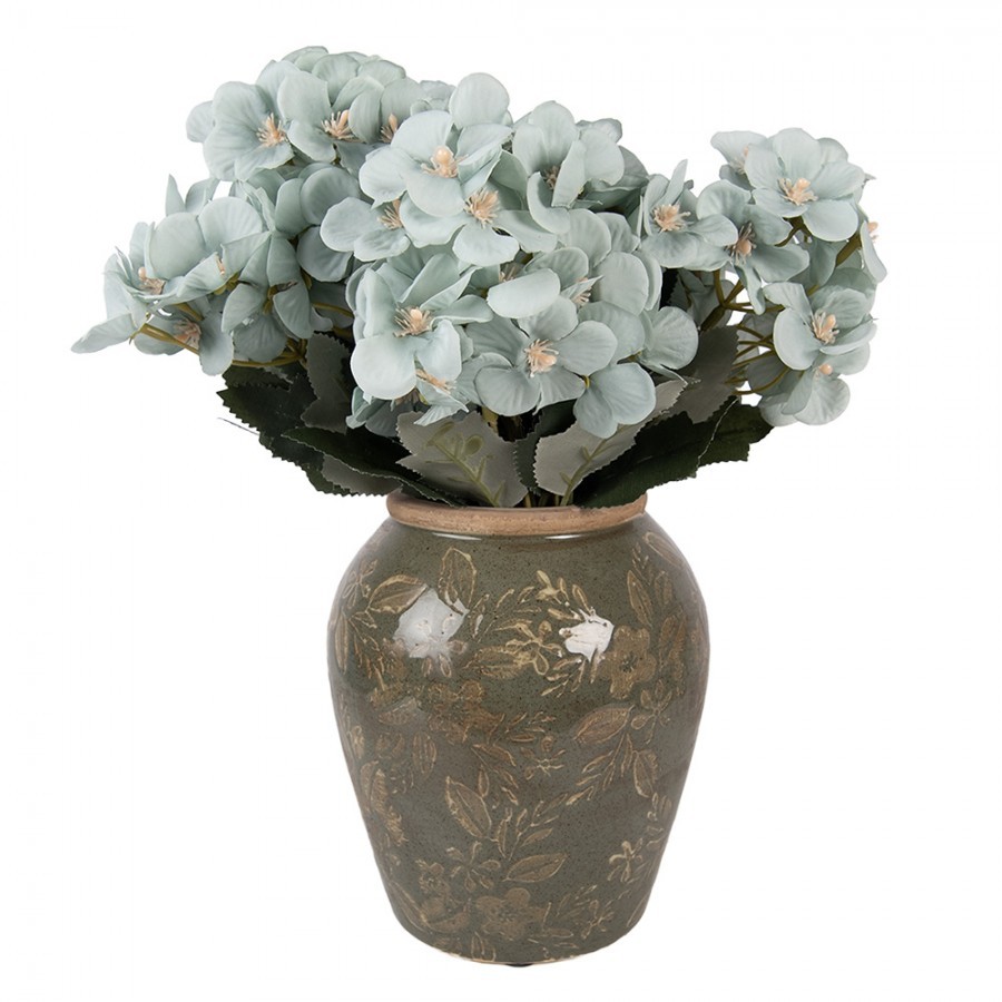 Zelená keramická váza s květy Timothée M - Ø 15*18 cm Clayre & Eef Zelená keramická váza s květy Timothée M - Ø 15*18 cm Clayre & Eef