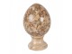 Béžové keramické vajíčko s květy Margaus M - Ø 12*19 cm Clayre & Eef