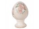 Béžové antik keramické vajíčko s květy Protea Eucalypt S - Ø 9*14 cm Clayre & Eef