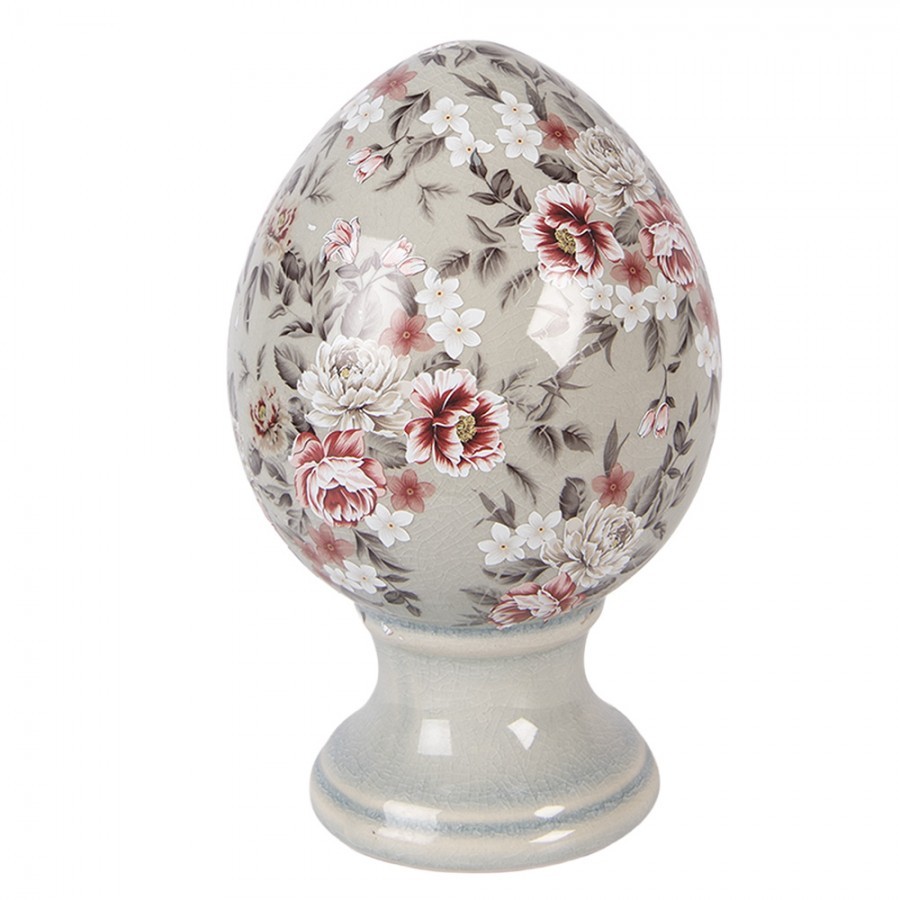 Zelené keramické vajíčko s květy Floria M - Ø 12*19 cm Clayre & Eef Zelené keramické vajíčko s květy Floria M - Ø 12*19 cm Clayre & Eef