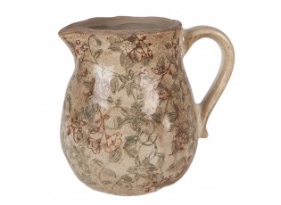 Béžový antik keramický džbán s květy Margaus M - 16*13*16 cm