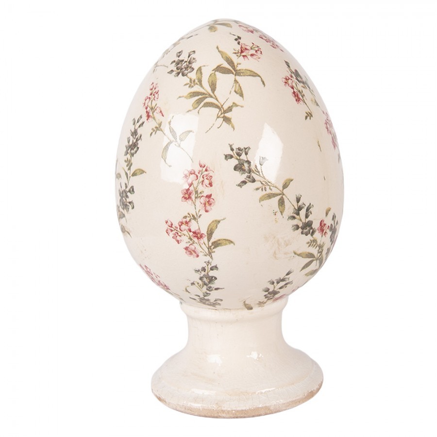 Keramické vajíčko na podstavci s lučními květy Monnia L - Ø 15*24 cm Clayre & Eef Keramické vajíčko na podstavci s lučními květy Monnia L - Ø 15*24 cm Clayre & Eef