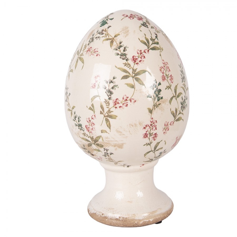 Keramické vajíčko na podstavci s lučními květy Monnia XL - Ø 17*28 cm Clayre & Eef Keramické vajíčko na podstavci s lučními květy Monnia XL - Ø 17*28 cm Clayre & Eef