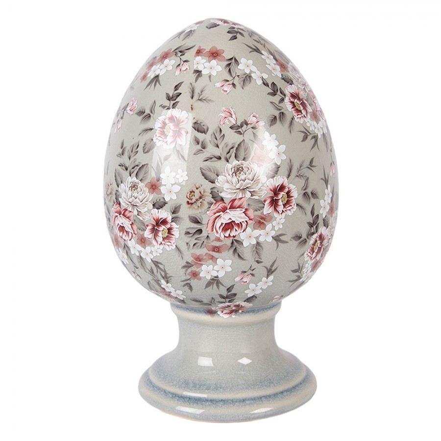 Zelené keramické vajíčko s květy Floria L - Ø 15*24 cm Clayre & Eef Zelené keramické vajíčko s květy Floria L - Ø 15*24 cm Clayre & Eef