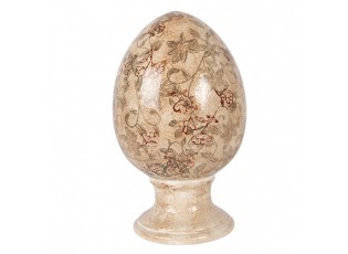 Béžové keramické vajíčko s květy Margaus L - Ø 15*24 cm