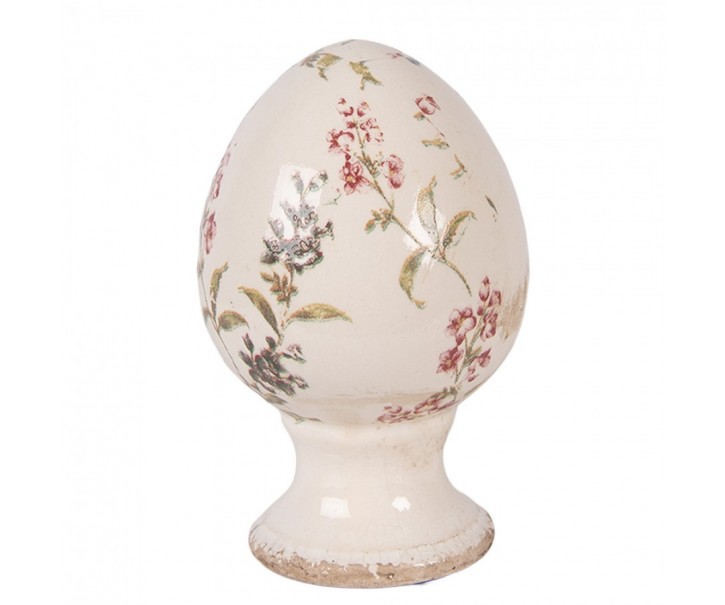 Keramické vajíčko na podstavci s lučními květy Monnia S - Ø 9*14 cm Clayre & Eef
