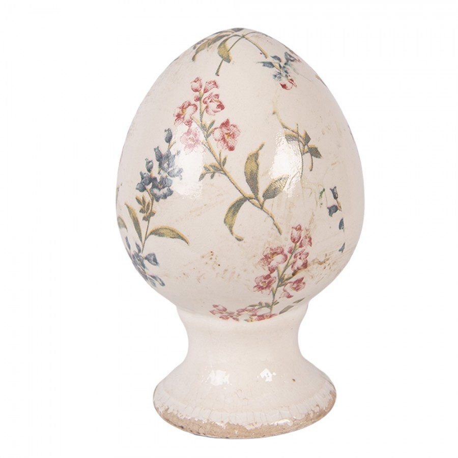 Keramické vajíčko na podstavci s lučními květy Monnia S - Ø 9*14 cm Clayre & Eef Keramické vajíčko na podstavci s lučními květy Monnia S - Ø 9*14 cm Clayre & Eef
