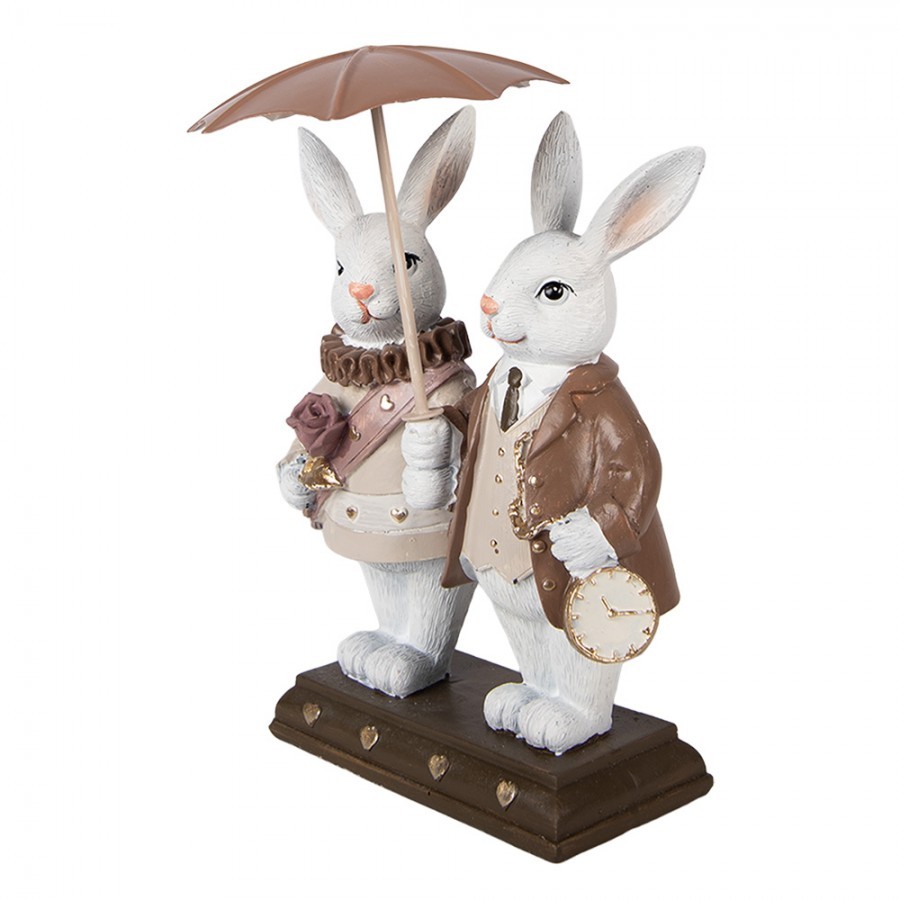 Dekorace králíčci s nůší a deštníkem - 13*6*16 cm Clayre & Eef Dekorace králíčci s nůší a deštníkem - 13*6*16 cm Clayre & Eef