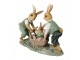 Dekorace králíčci s košíkem s mrkvemi - 17*7*14 cm Clayre & Eef
