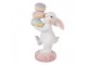 Dekorace bílý králík nesoucí makronky - 8*6*14 cm Clayre & Eef