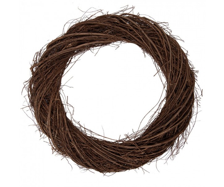 Přírodní hnědý proutěný věnec Woodly XL - Ø 55*6 cm Clayre & Eef
