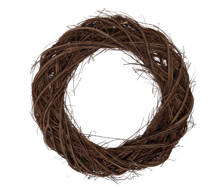 Přírodní hnědý proutěný věnec Woodly M - Ø 45*5 cm Clayre & Eef