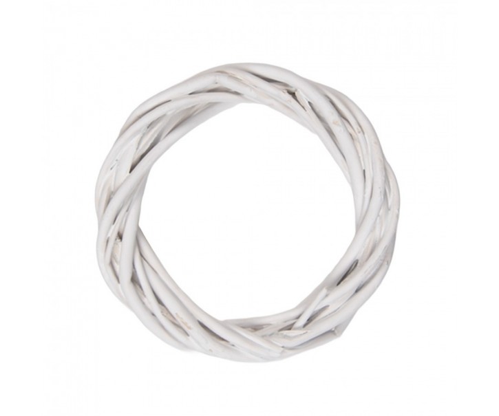 Bílý antik ratanový věnec Wreath Rattan XXS - Ø 10*2 cm Clayre & Eef