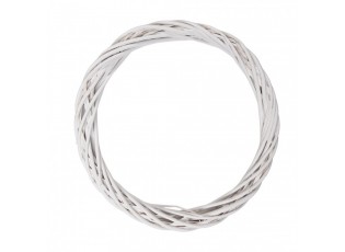 Bílý antik ratanový věnec Wreath Rattan L - Ø 40*4 cm