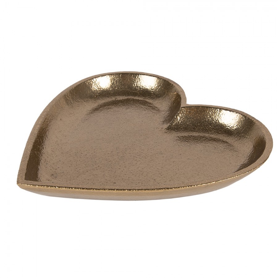 Zlatá antik dekorační miska podnos srdce Raw Gold - 21*21*2 cm Clayre & Eef Zlatá antik dekorační miska podnos srdce Raw Gold - 21*21*2 cm Clayre & Eef