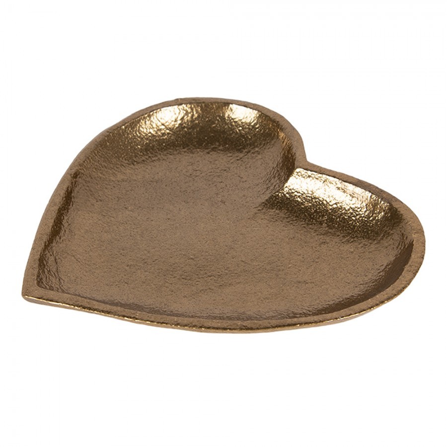 Zlatá antik dekorační miska podnos srdce Raw Gold - 14*14*2 cm Clayre & Eef Zlatá antik dekorační miska podnos srdce Raw Gold - 14*14*2 cm Clayre & Eef