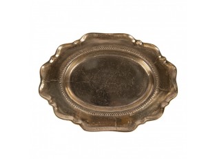 Zlatá antik dekorační oválná miska podnos Raw Gold - 31*22*3 cm
