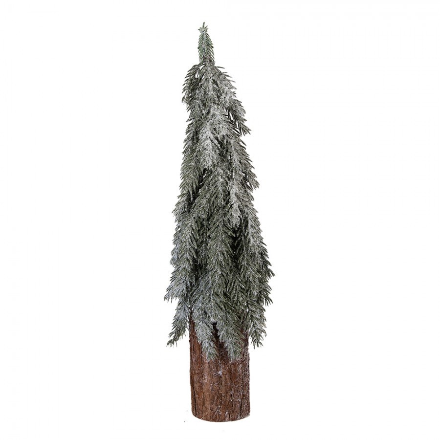 Vánoční dekorace jehličnatý zasněžený stromek na dřevě - Ø 18*57 cm Clayre & Eef Vánoční dekorace jehličnatý zasněžený stromek na dřevě - Ø 18*57 cm Clayre & Eef