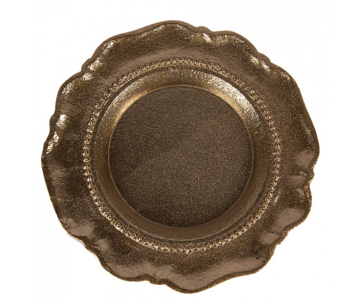 Zlatá antik dekorační kulatá miska Raw Gold - Ø 20*2 cm Clayre & Eef