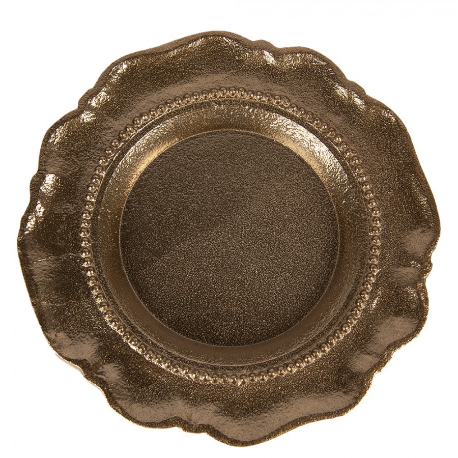 Zlatá antik dekorační kulatá miska Raw Gold - Ø 20*2 cm