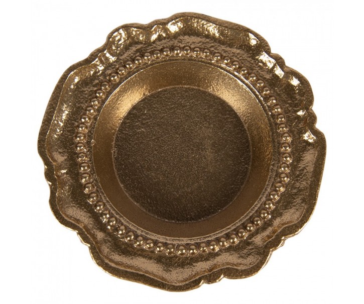 Zlatá antik dekorační kulatá miska Raw Gold - Ø 12*2 cm Clayre & Eef